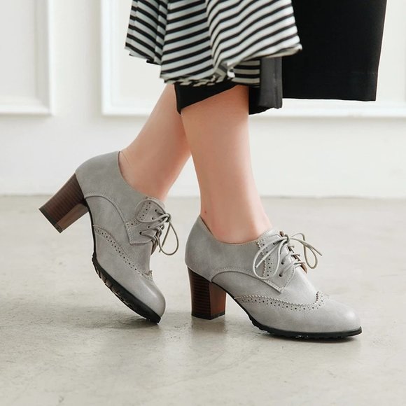 Autumn Women Oxford Lace Up Shoes Vintage